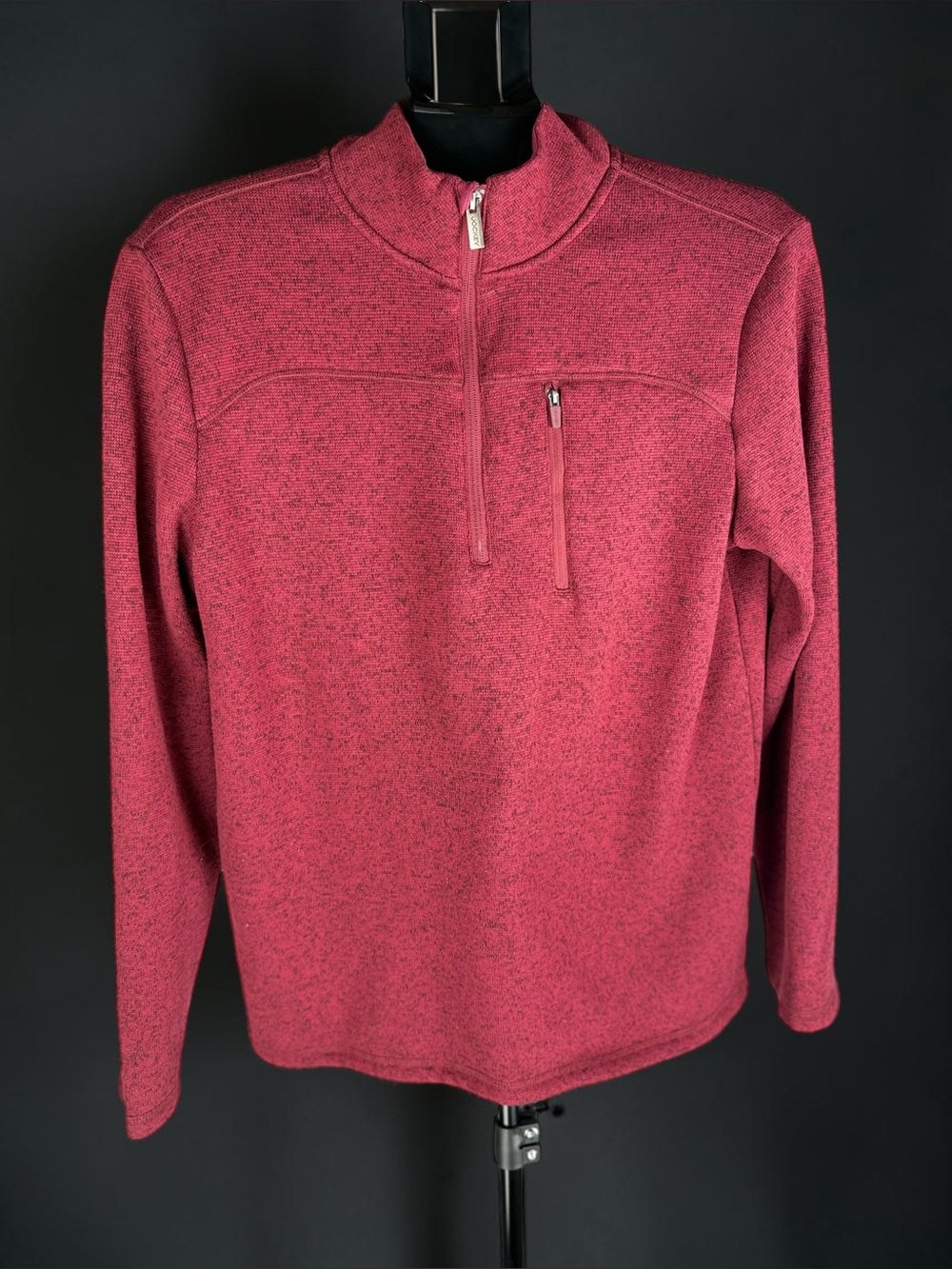 Jockey Mens Medium Red Quarter-Zip Pullover Fleece Sweater Casual Outdoor - Picture 4 of 16